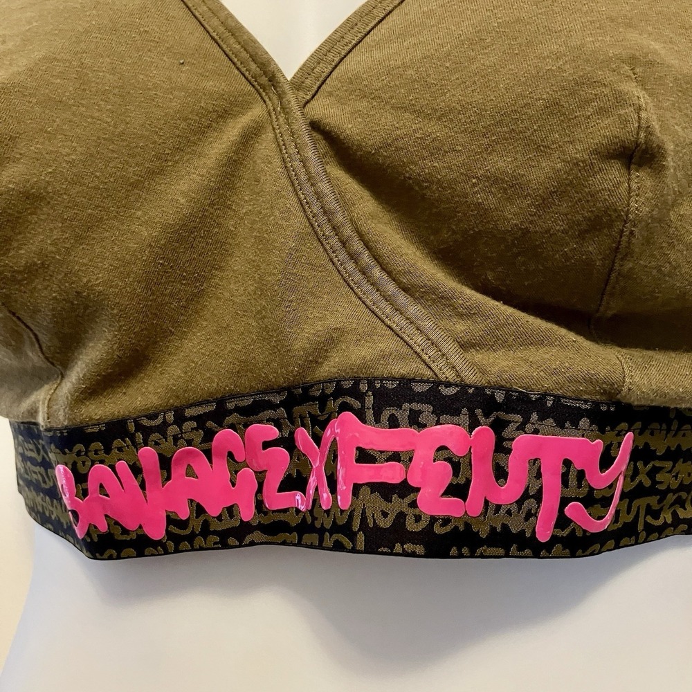 Savage X Fenty Women's Plus 3X Forever U-Back Comfort Bralette Olive Green